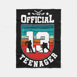 Official Teenager 13th Birthday 13 Year Boy Hockey Fleece Blanket