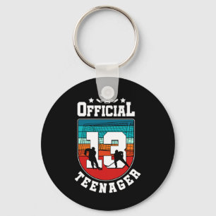Official Teenager 13th Birthday 13 Year Boy Hockey Key Ring