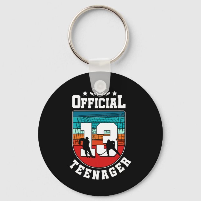 Official Teenager 13th Birthday 13 Year Boy Hockey Key Ring (Front)