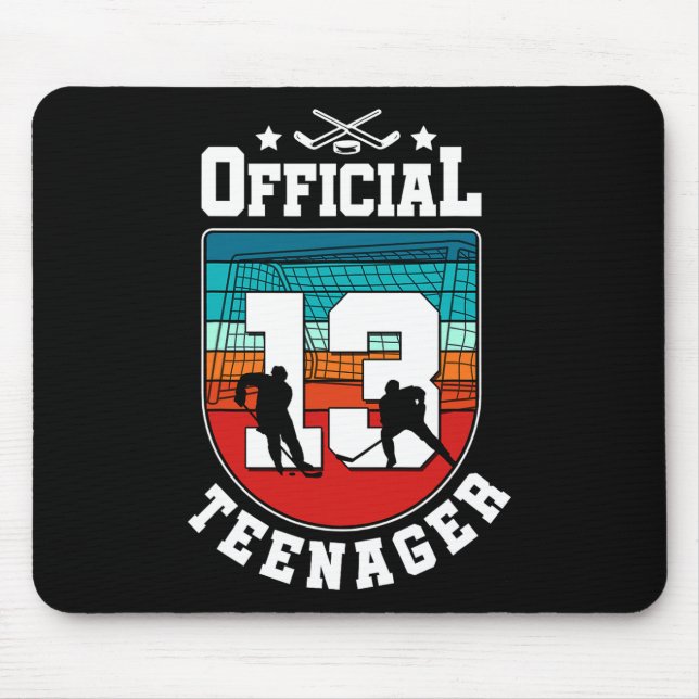 Official Teenager 13th Birthday 13 Year Boy Hockey Mouse Mat (Front)