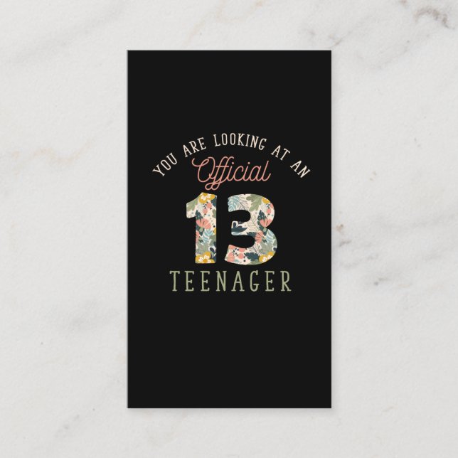 Official Teenager 13th Birthday 13 Years Old Girl Business Card (Front)