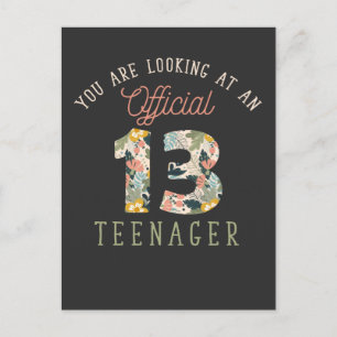 Official Teenager 13th Birthday 13 Years Old Girl Postcard