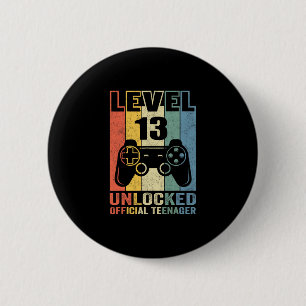 Official Teenager 13th Birthday Gift Level 13 Unlo 6 Cm Round Badge