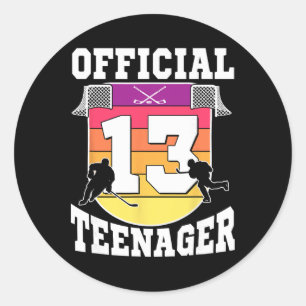 Official Teenager 13th Birthday Ice Hockey Boy 13 Classic Round Sticker