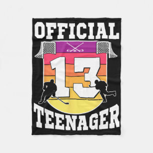 Official Teenager 13th Birthday Ice Hockey Boy 13  Fleece Blanket