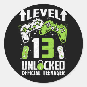 Official Teenager 13th Birthday Level 13 Unlocked Classic Round Sticker