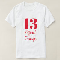 Official Teenager 13th Birthday Red White Custom