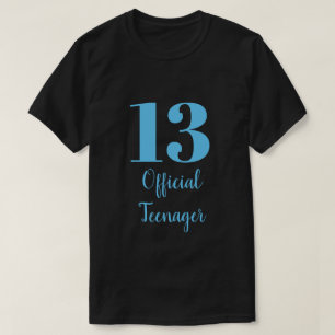 Official Teenager 13th Birthday Sky Blue Black T-Shirt
