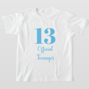 Official Teenager 13th Birthday Sky Blue White T-Shirt