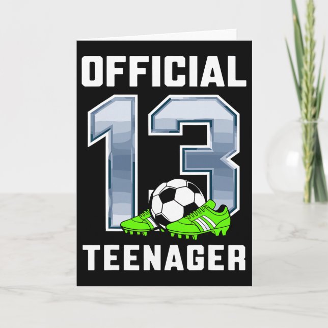 Official Teenager 13th Brithday Party Soccer Theme Card (Front)