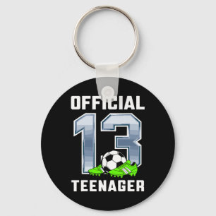 Official Teenager 13th Brithday Party Soccer Theme Key Ring