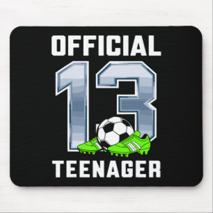 Official Teenager 13th Brithday Party Soccer Theme Mouse Mat