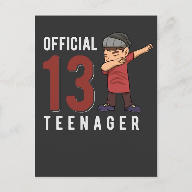 Official Teenager Dabbing Kid 13th Birthday Son Postcard (Front)