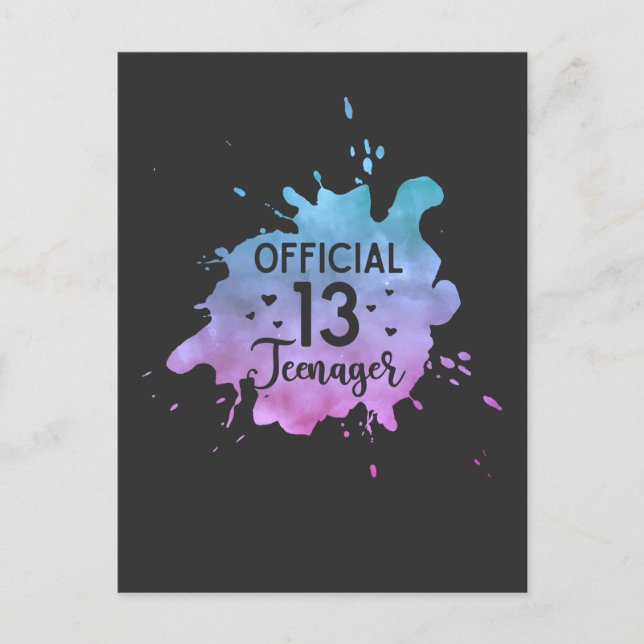 Official Teenager Girl 13th Birthday Postcard (Front)