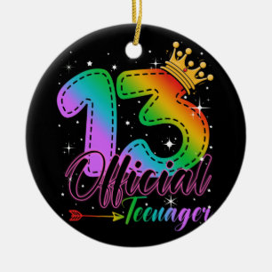 Official Teenager in Rainbow Colors 13th Birthday Ceramic Tree Decoration