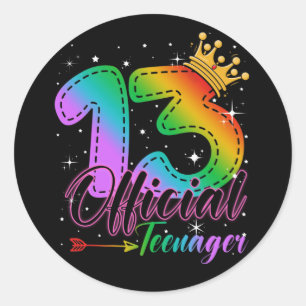 Official Teenager in Rainbow Colours 13th Birthday Classic Round Sticker