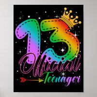 Official Teenager in Rainbow Colours 13th Birthday