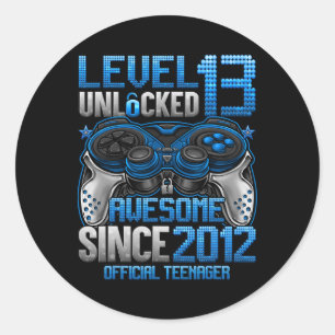 Official Teenager Level 13 Unlocked Gifts 13th Bir Classic Round Sticker