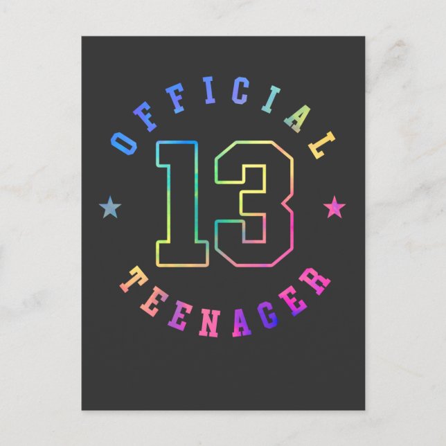 Official Teenager Thirteen Years old 13th Birthday Postcard (Front)