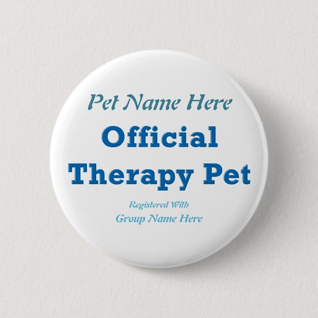 Official Therapy Pet 6 Cm Round Badge (Front)