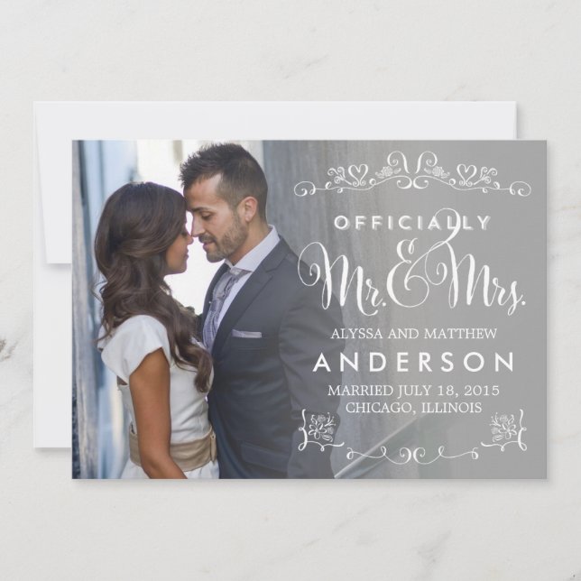 Official Titles Wedding Announcement - Grey (Front)