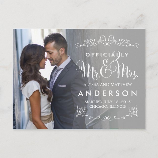 Official Titles Wedding Announcements - Grey (Front)