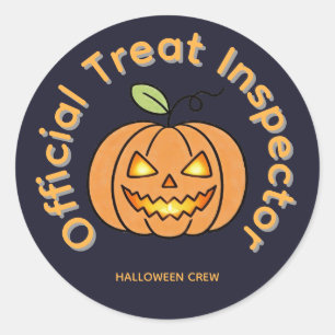 Official Treat Inspector Cute Pumpkin Halloween Classic Round Sticker