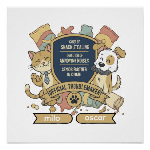 Official Troublemaker   Funny Pet Partners in Crim Poster