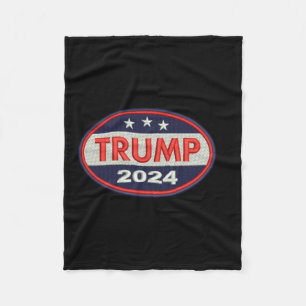 Official Trump 2024 Embroidery Emblem Fleece Blanket