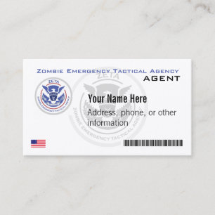 Official Zombie Emergency Tactical Agency Business Business Card