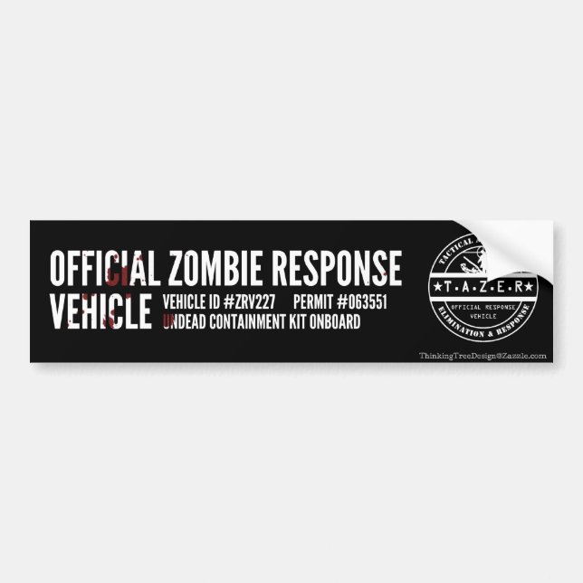 Official Zombie Response Vehicle Bumper Sticker (Front)