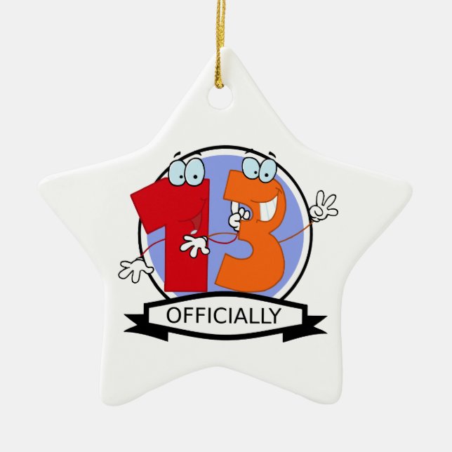 Officially 13 Birthday Banner Ceramic Tree Decoration (Front)