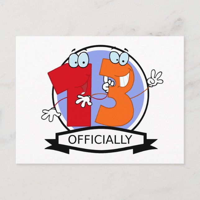 Officially 13 Birthday Logo Postcard (Front)