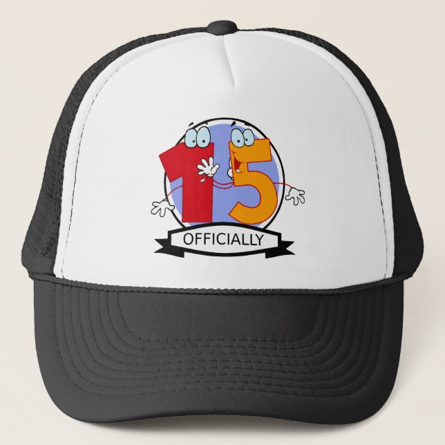 Officially 15 Birthday Banner Trucker Hat (Front)