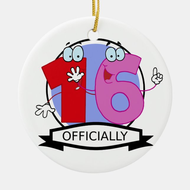 Officially 16 Birthday Logo Ceramic Tree Decoration (Front)