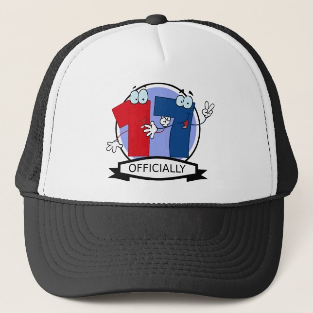 Officially 17 Birthday Banner Trucker Hat (Front)
