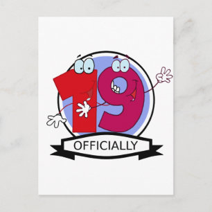Officially 19 Birthday Logo Postcard