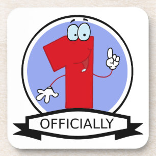 Officially 1 Birthday Banner Coaster