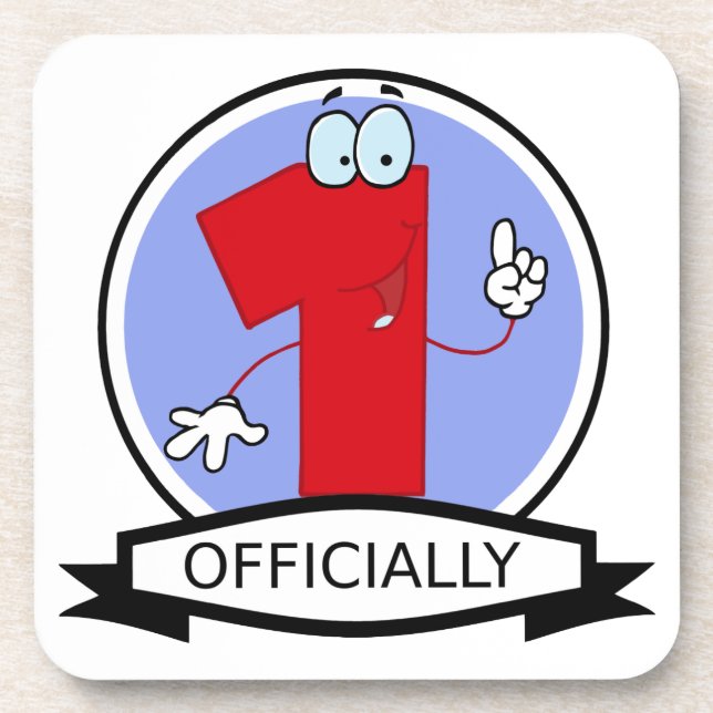 Officially 1 Birthday Banner Coaster (Front)