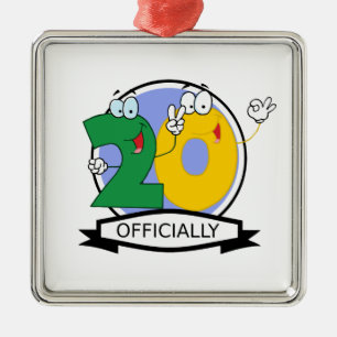 Officially 20 Birthday Banner Metal Tree Decoration