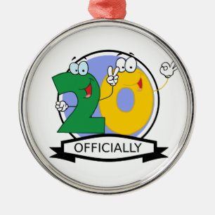Officially 20 Birthday Banner Metal Tree Decoration