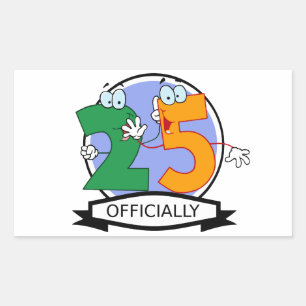 Officially 25 Birthday Logo Rectangular Sticker