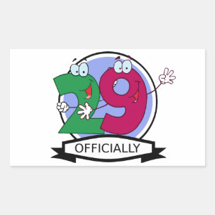 Officially 29 Birthday Logo Rectangular Sticker