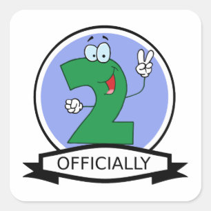 Officially 2 Birthday Logo Square Sticker