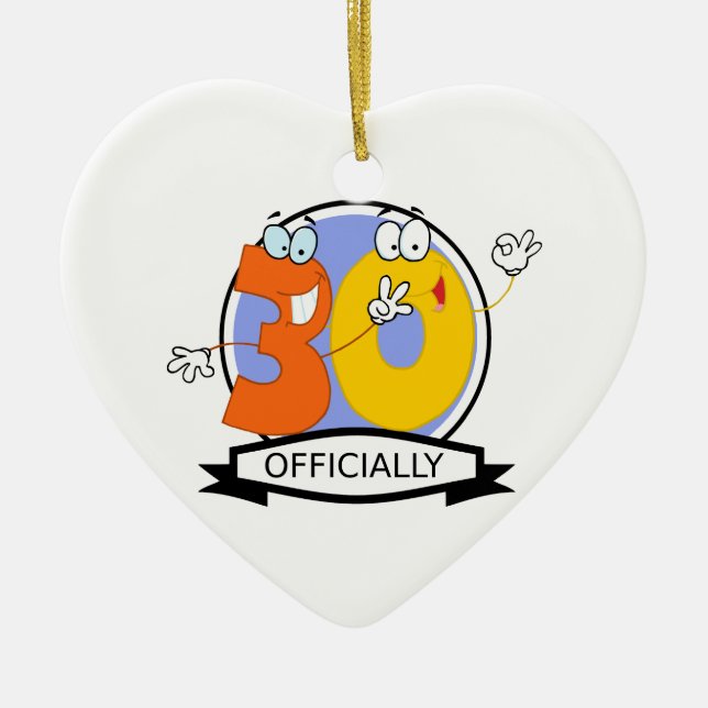 Officially 30 Birthday Banner Ceramic Tree Decoration (Front)