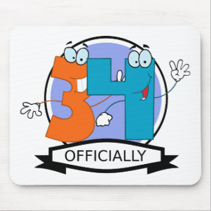 Officially 34 Birthday Logo Mouse Mat