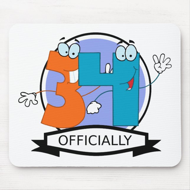 Officially 34 Birthday Logo Mouse Mat (Front)