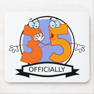 Officially 35 Birthday Logo Mouse Mat