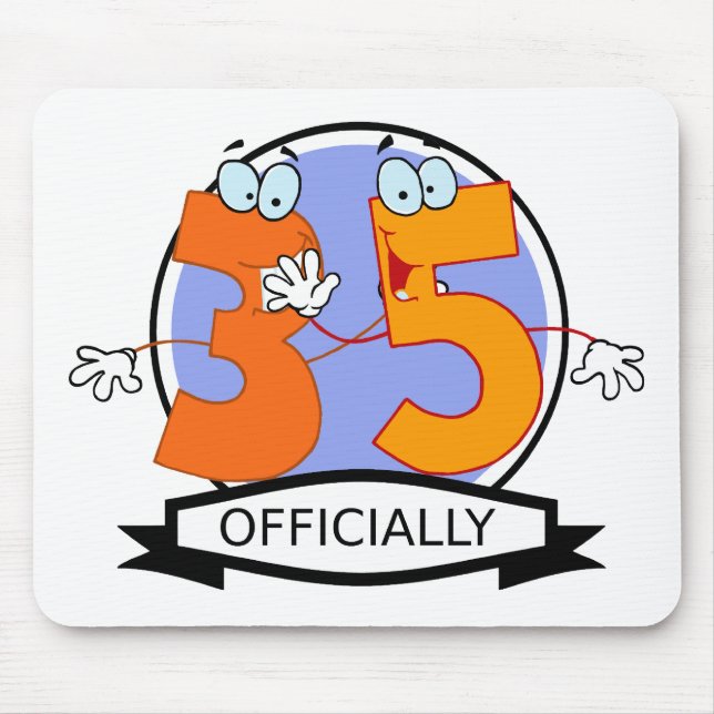 Officially 35 Birthday Logo Mouse Mat (Front)