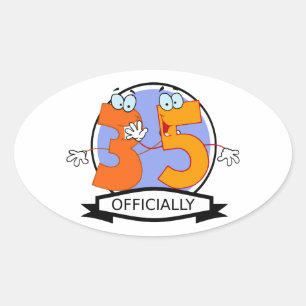 Officially 35 Birthday Logo Oval Sticker